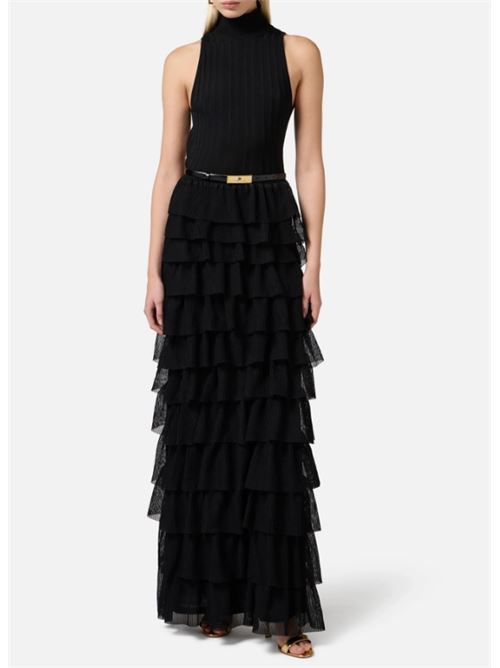 RED CARPET DRESS WITH RUFFLES ELISABETTA FRANCHI | AM45S52E2110 NERO